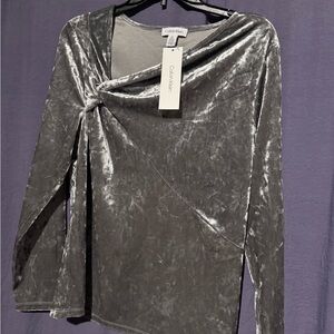 Calvin Klein Gray Velvet Women's Top